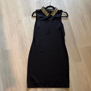 Ralph Lauren Black Sleeveless Dress with Rhinestone Collar